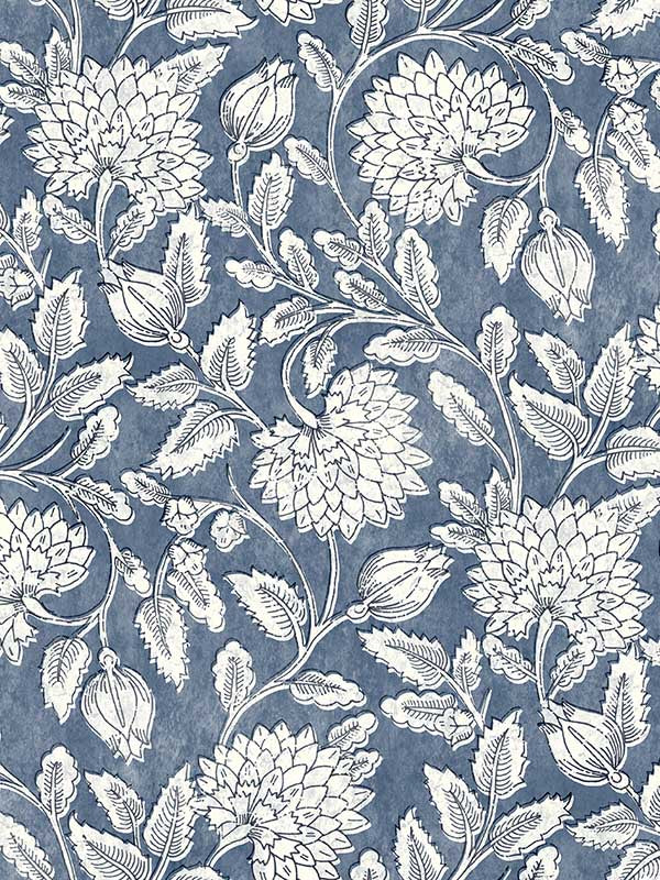 Vadouvan Jacobean Trail wallpaper in navy color - pattern number 4134-72535 - by Chesapeake in the Wildflower collection