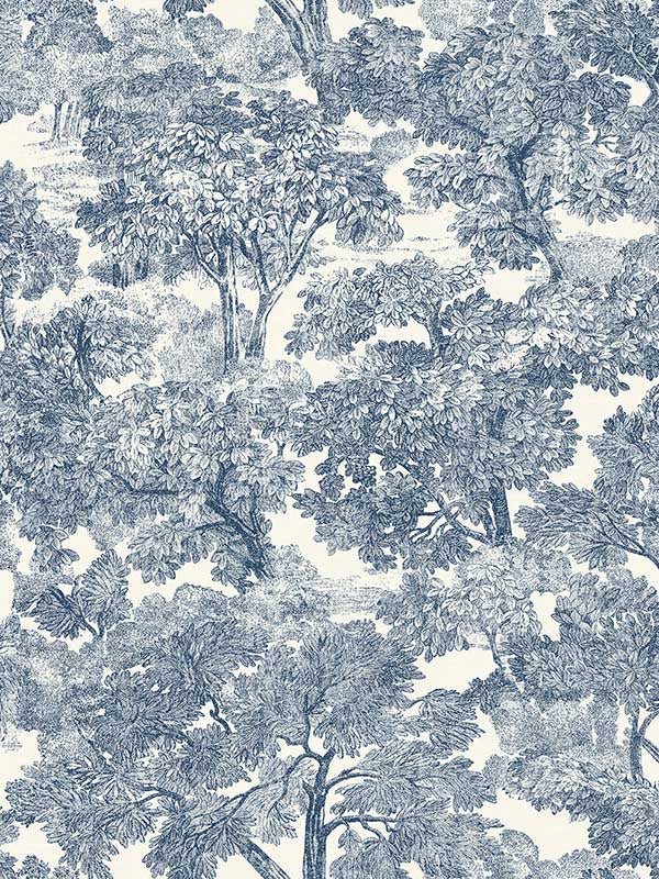 Spinney Toile fabric in blue color - pattern number 4134-72559 - by Chesapeake in the Wildflower collection