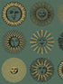 Soli fabric in emerald and gold color - pattern number 123/1005.CS.0 - by Cole and Son in the Fornasetti Senza Tempo II collection