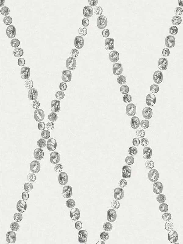 Cammei wallpaper in black and white color - pattern number 123/4021.CS.0 - by Cole and Son in the Fornasetti Senza Tempo II collection