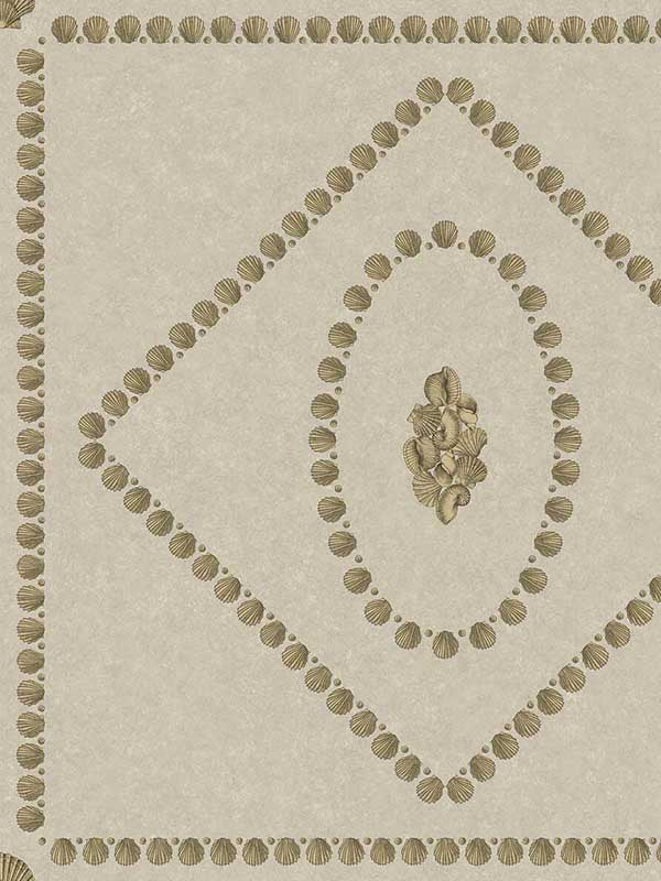 Conchiglie wallpaper in gold on stone color - pattern number 123/5025.CS.0 - by Cole and Son in the Fornasetti Senza Tempo II collection
