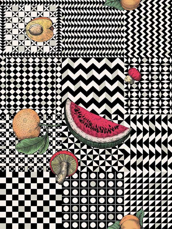 Frutta E Geometrico wallpaper in multi color - pattern number 123/6027.CS.0 - by Cole and Son in the Fornasetti Senza Tempo II collection