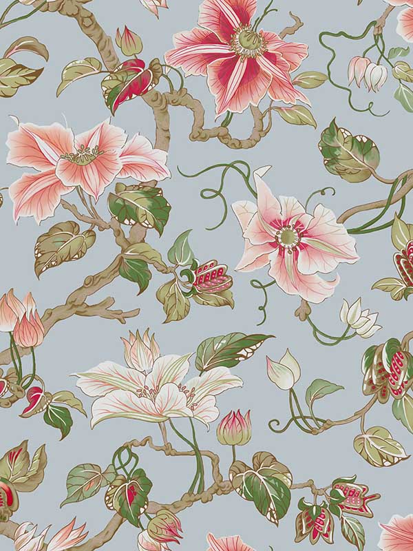 Marguerite Vine fabric in blue color - pattern number GT4512 - by Ronald Redding in the Classics collection