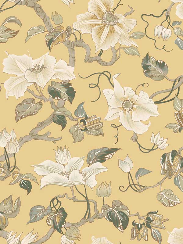 Marguerite Vine fabric in yellow color - pattern number GT4515 - by Ronald Redding in the Classics collection