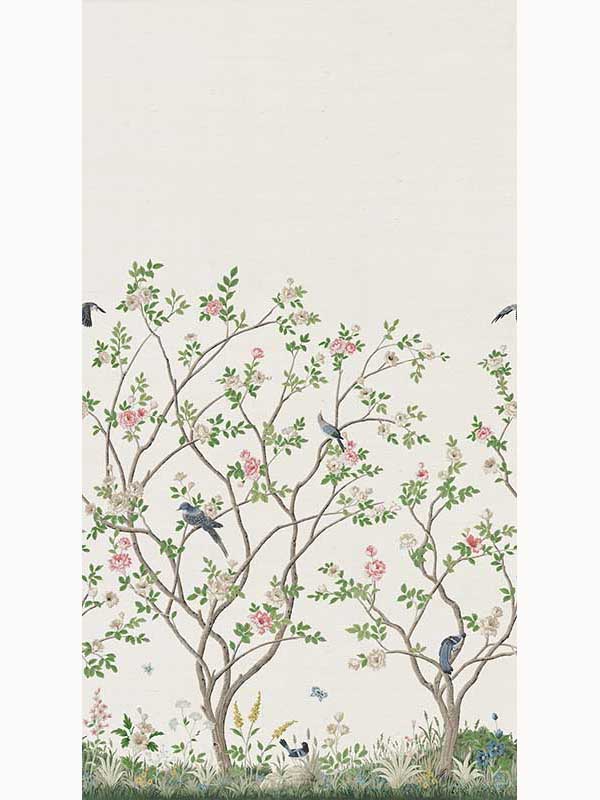 Lingering Garden mural in white color - pattern number MU0317MSISAL - by Ronald Redding in the Classics collection