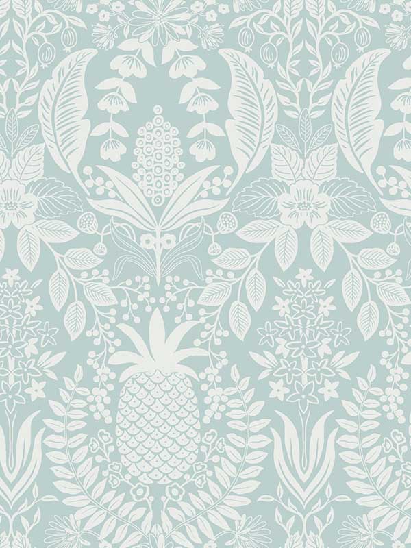 Pineapple Damask fabric in light blue color - pattern number RF7484 - by Rifle Paper Co in the Rifle Paper Co Third Edition collection