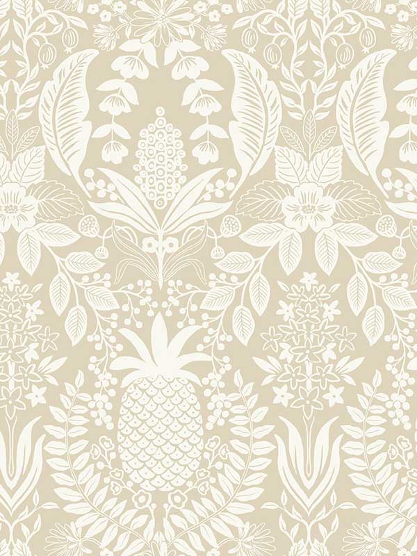 Pineapple Damask fabric in linen color - pattern number RF7485 - by Rifle Paper Co in the Rifle Paper Co Third Edition collection
