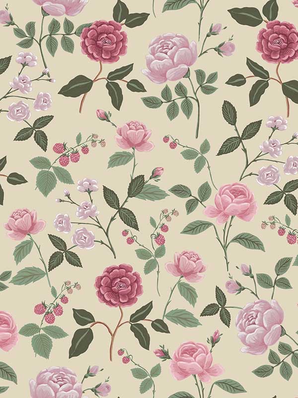 Roses wallpaper in linen color - pattern number RF7541 - by Rifle Paper Co in the Rifle Paper Co Third Edition collection