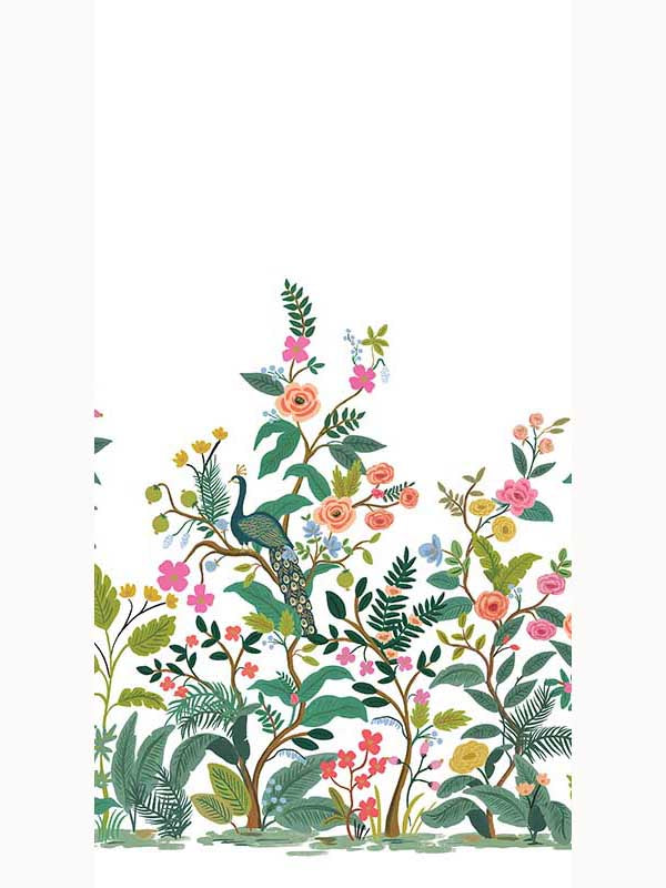 Peacock mural in white color - pattern number RP7397M - by Rifle Paper Co in the Rifle Paper Co Third Edition collection
