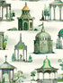Follies fabric in emerald color - pattern number FG093.S16.0 - by Mulberry Home in the Icons Wallpaper collection