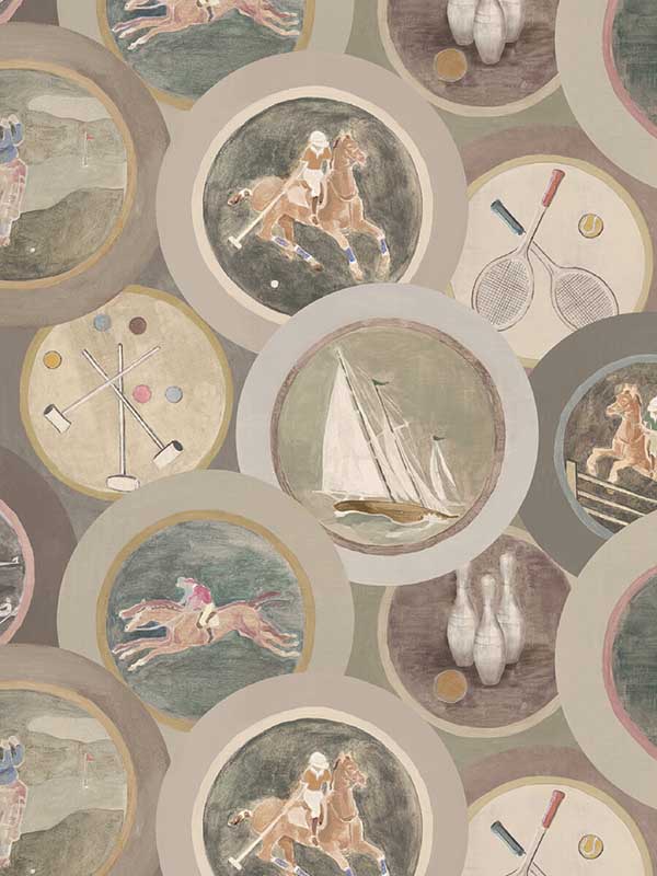 Sporting Life wallpaper in antique color - pattern number FG095.J52.0 - by Mulberry Home in the Icons Wallpaper collection