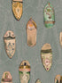Babouches wallpaper in teal color - pattern number FG096.R11.0 - by Mulberry Home in the Icons Wallpaper collection