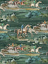 Morning Gallop fabric in teal color - pattern number FG097.R11.0 - by Mulberry Home in the Icons Wallpaper collection