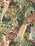 Game Birds fabric in forest color - pattern number FG101.R102.0 - by Mulberry Home in the Icons Wallpaper collection