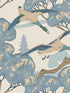 Grand Flying Ducks fabric in blue color - pattern number FG102.H101.0 - by Mulberry Home in the Icons Wallpaper collection