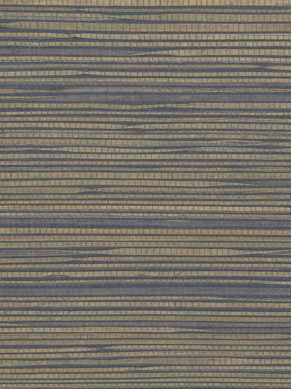Grasscloth W4005 wallpaper in dark blue beige slate color - pattern number W4005.516.0 - by Kravet in the Elements II Naturals collection
