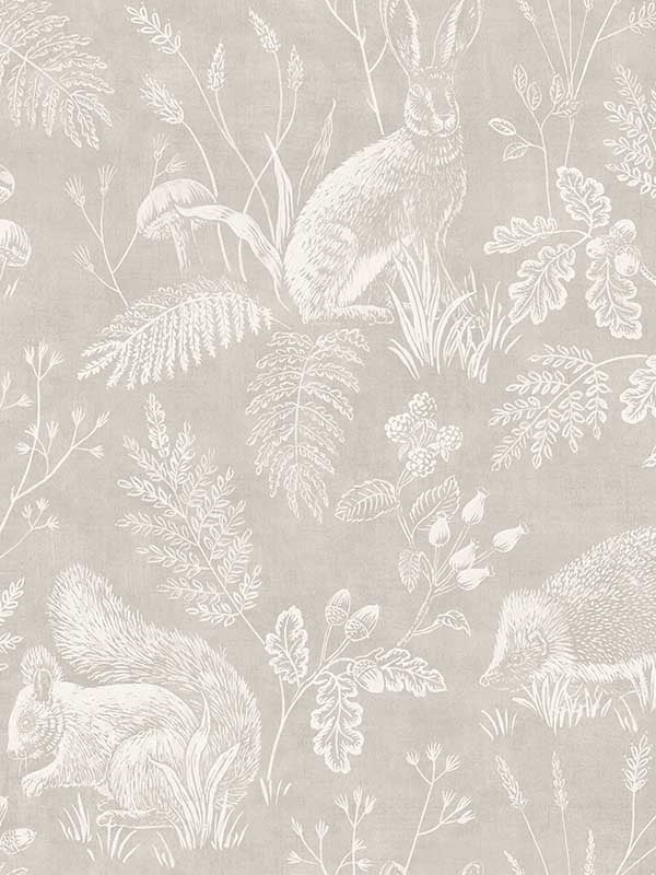 Woodland Toile fabric in light grey color - pattern number 4164-M1800 - by Advantage in the Westbury Forest collection