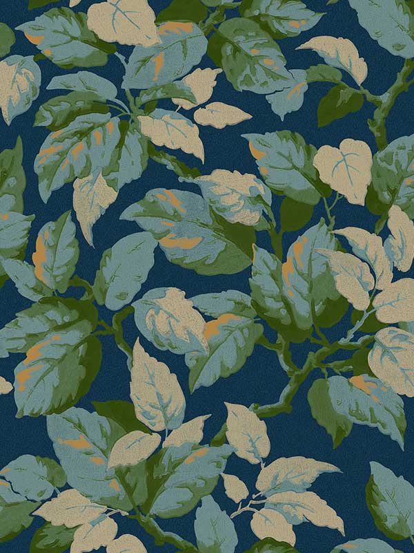 Canopy Leaf fabric in navy color - pattern number 4164-M1807 - by Advantage in the Westbury Forest collection