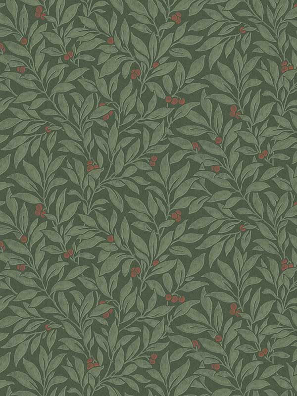 Winter Berry Vine wallpaper in evergreen color - pattern number 4164-M1844 - by Advantage in the Westbury Forest collection