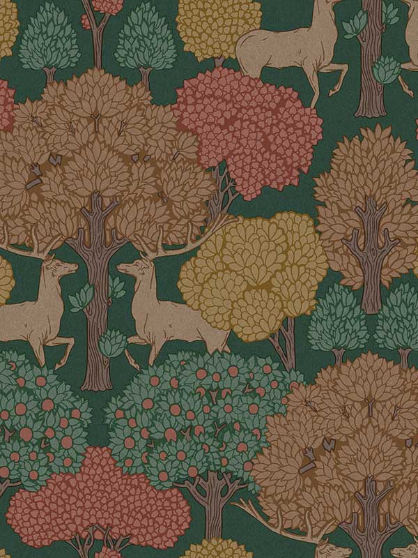 Forest of Arden Deer wallpaper in green color - pattern number 4164-M1849 - by Advantage in the Westbury Forest collection