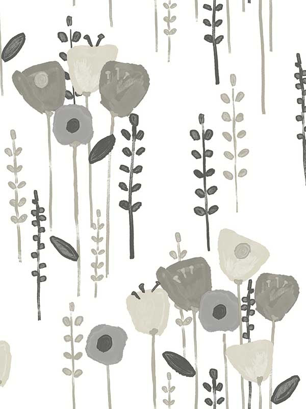 Mabel Floral Field fabric in grey color - pattern number 4135-27277 - by A Street Prints in the Whimsy collection
