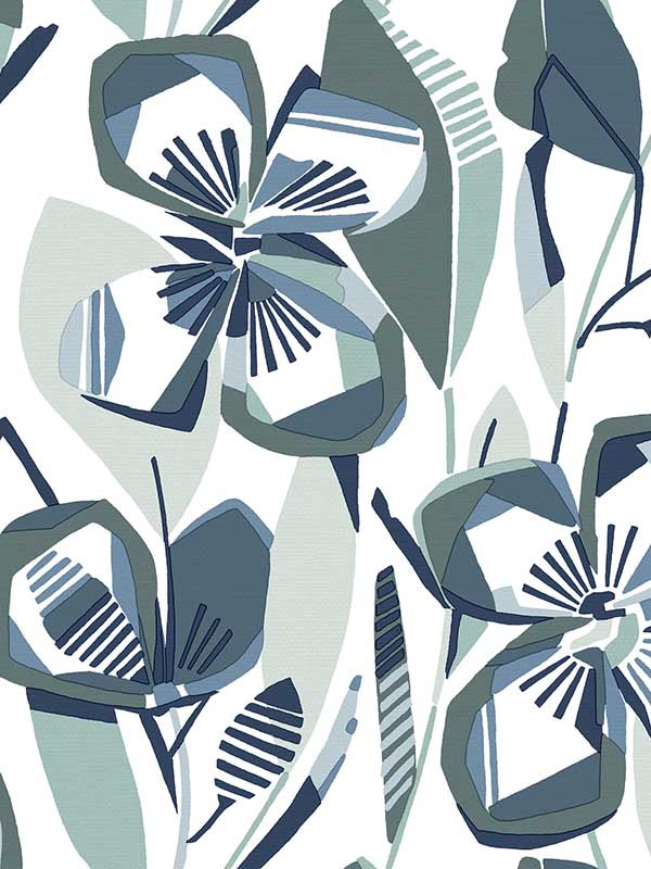 Nathalie Abstract Blooms fabric in navy color - pattern number 4135-27283 - by A Street Prints in the Whimsy collection