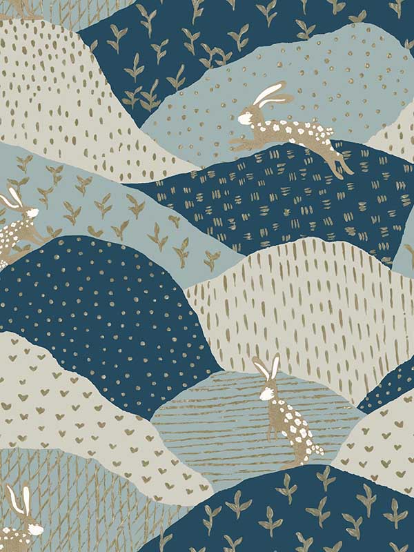 Peter Rabbit Fields wallpaper in blue color - pattern number 4135-27300 - by A Street Prints in the Whimsy collection