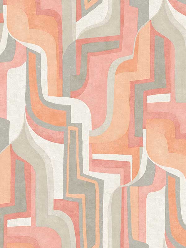 Tulum Surreal Shapes wallpaper in coral color - pattern number 4135-72701 - by A Street Prints in the Whimsy collection