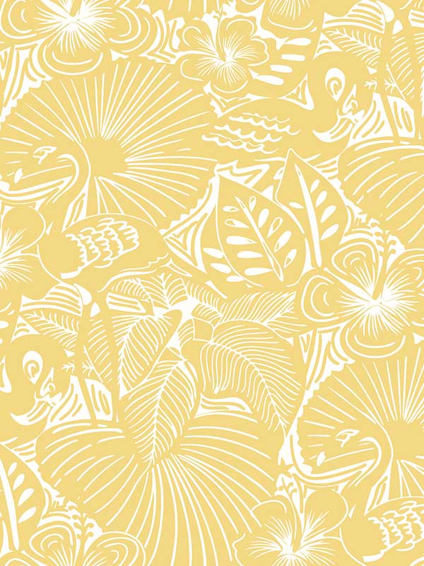 Idalia Floral Flamingo wallpaper in yellow color - pattern number 4135-72715 - by A Street Prints in the Whimsy collection