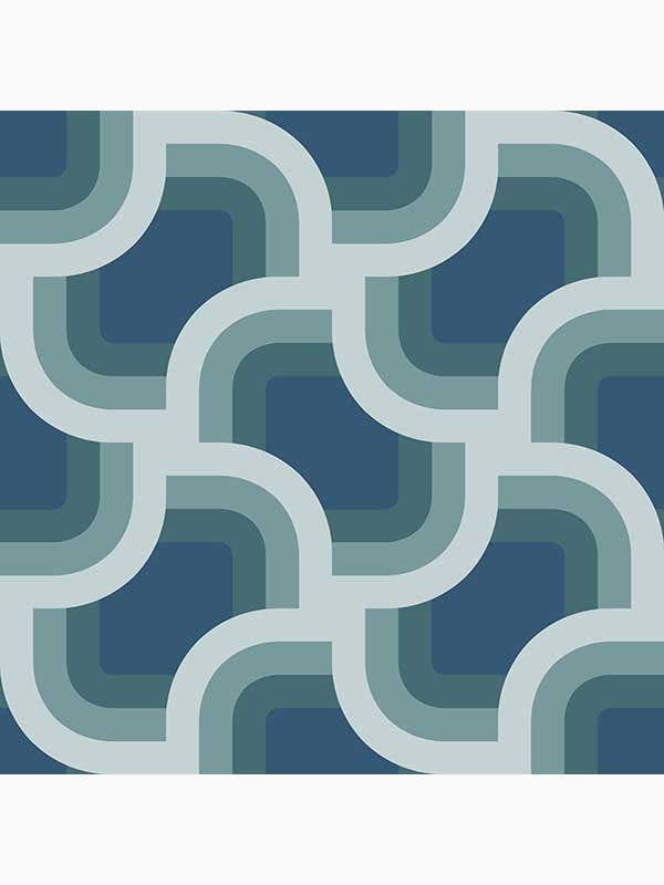 Retro Geo Peel and Stick wallpaper in peacock blue color - pattern number 127441 - by Graham and Brown in the Peel and Stick Wallpaper by Nicole Miller collection