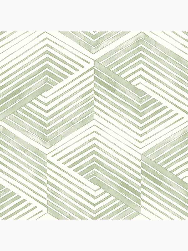 Geo Movement Peel and Stick wallpaper in sage color - pattern number 127448 - by Graham and Brown in the Peel and Stick Wallpaper by Nicole Miller collection