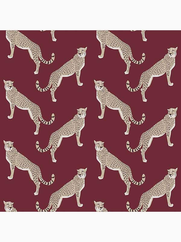 Guepardo Peel and Stick wallpaper in oxblood color - pattern number 127454 - by Graham and Brown in the Peel and Stick Wallpaper by Nicole Miller collection