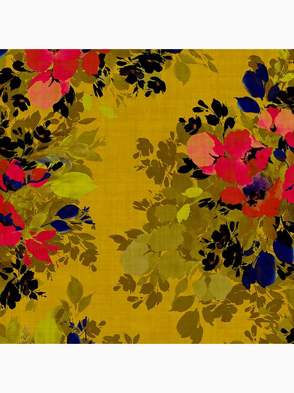 Botanic Peel and Stick wallpaper in ochre color - pattern number 127464 - by Graham and Brown in the Peel and Stick Wallpaper by Nicole Miller collection