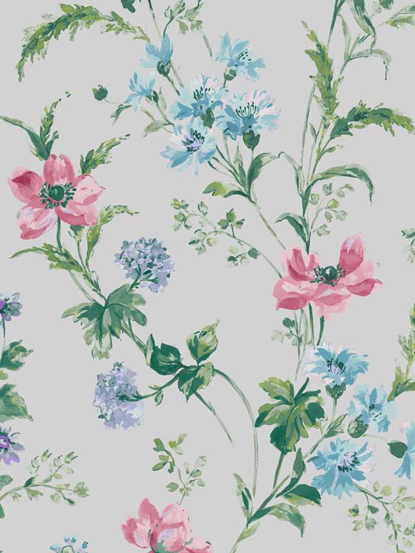 Poppy Meadow fabric in pale violet color - pattern number 127406 - by Laura Ashley in the Laura Ashley Collection II collection