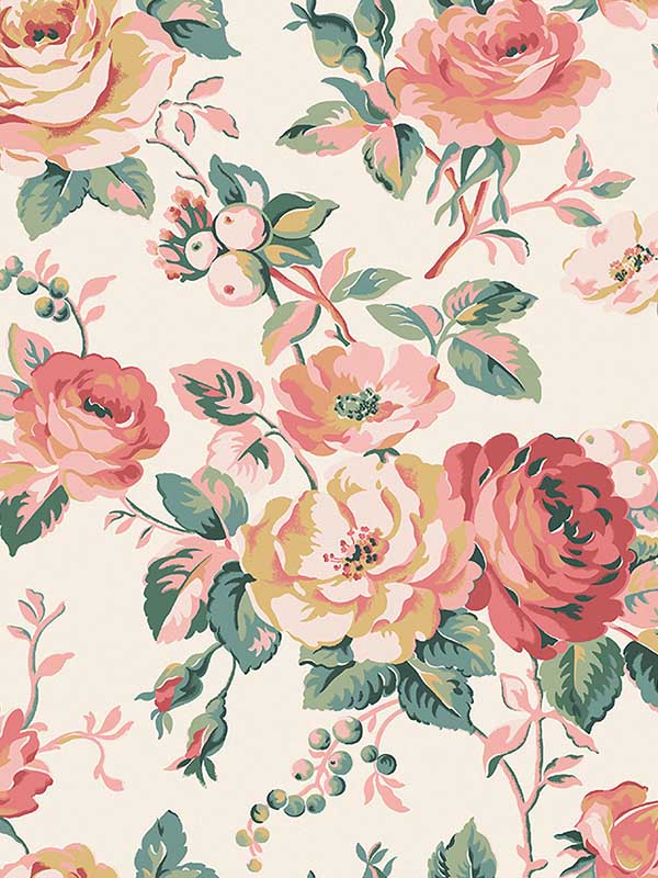 Garden Rose wallpaper in autumn color - pattern number 125501 - by Graham and Brown in the Cath Kidston Collection collection