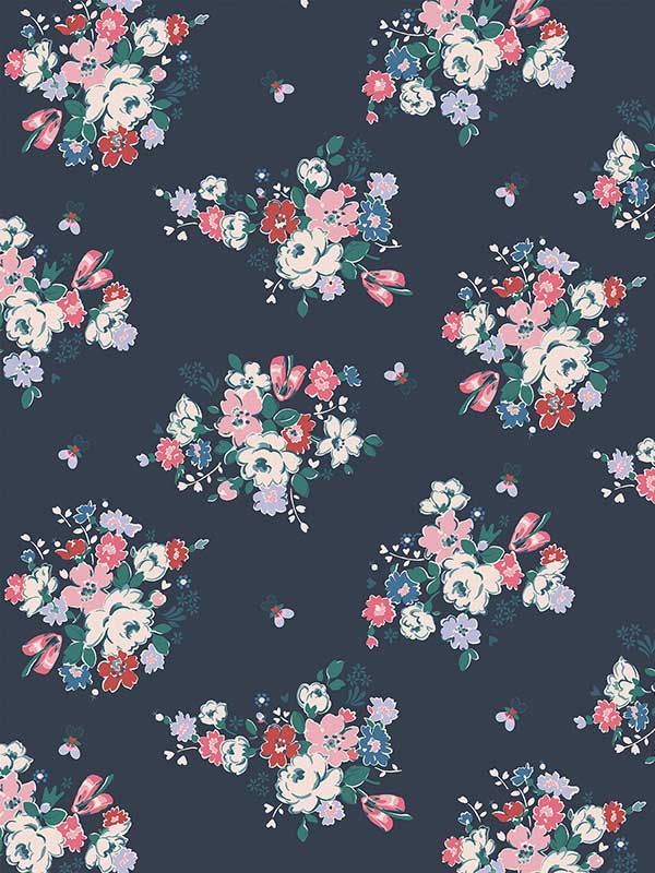 Clifton Floral wallpaper in navy color - pattern number 125510 - by Graham and Brown in the Cath Kidston Collection collection