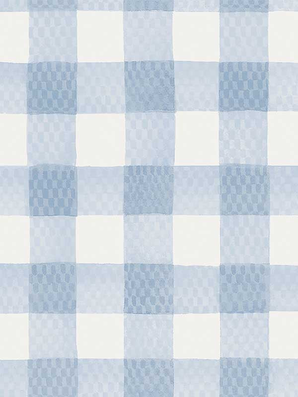 Painted Gingham fabric in blue color - pattern number 125514 - by Graham and Brown in the Cath Kidston Collection collection