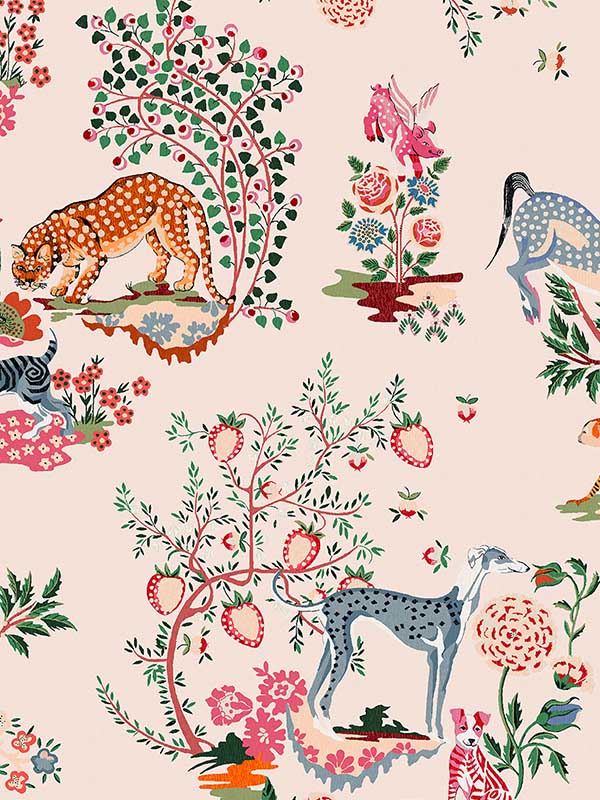 Painted Kingdom wallpaper in pink color - pattern number 125528 - by Graham and Brown in the Cath Kidston Collection collection