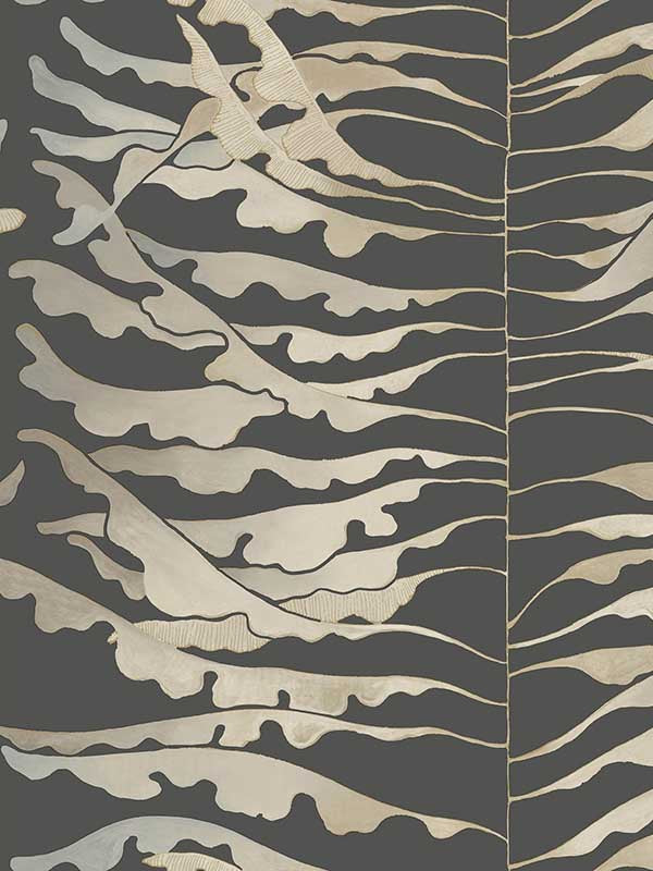 Leaf Column fabric in black color - pattern number FM1042 - by York in the Formations collection