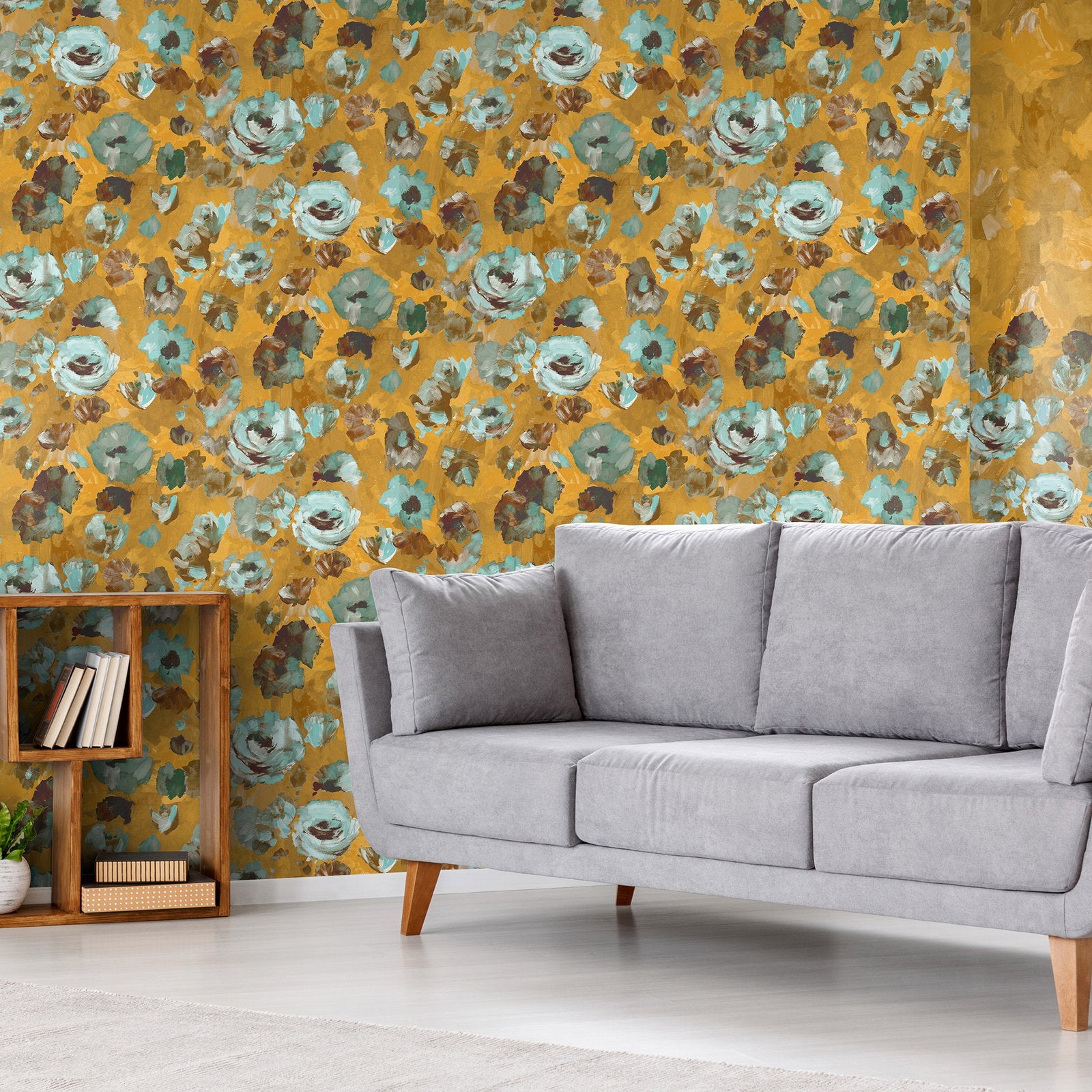 Paeonia wallpaper in blue color - pattern number GH26905-23 - by Galerie in the Julie Feels Home collection
