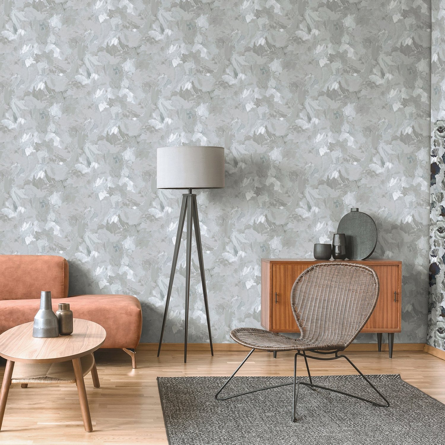 Paeonia Plain wallpaper in silver grey color - pattern number GH26911-23 - by Galerie in the Julie Feels Home collection