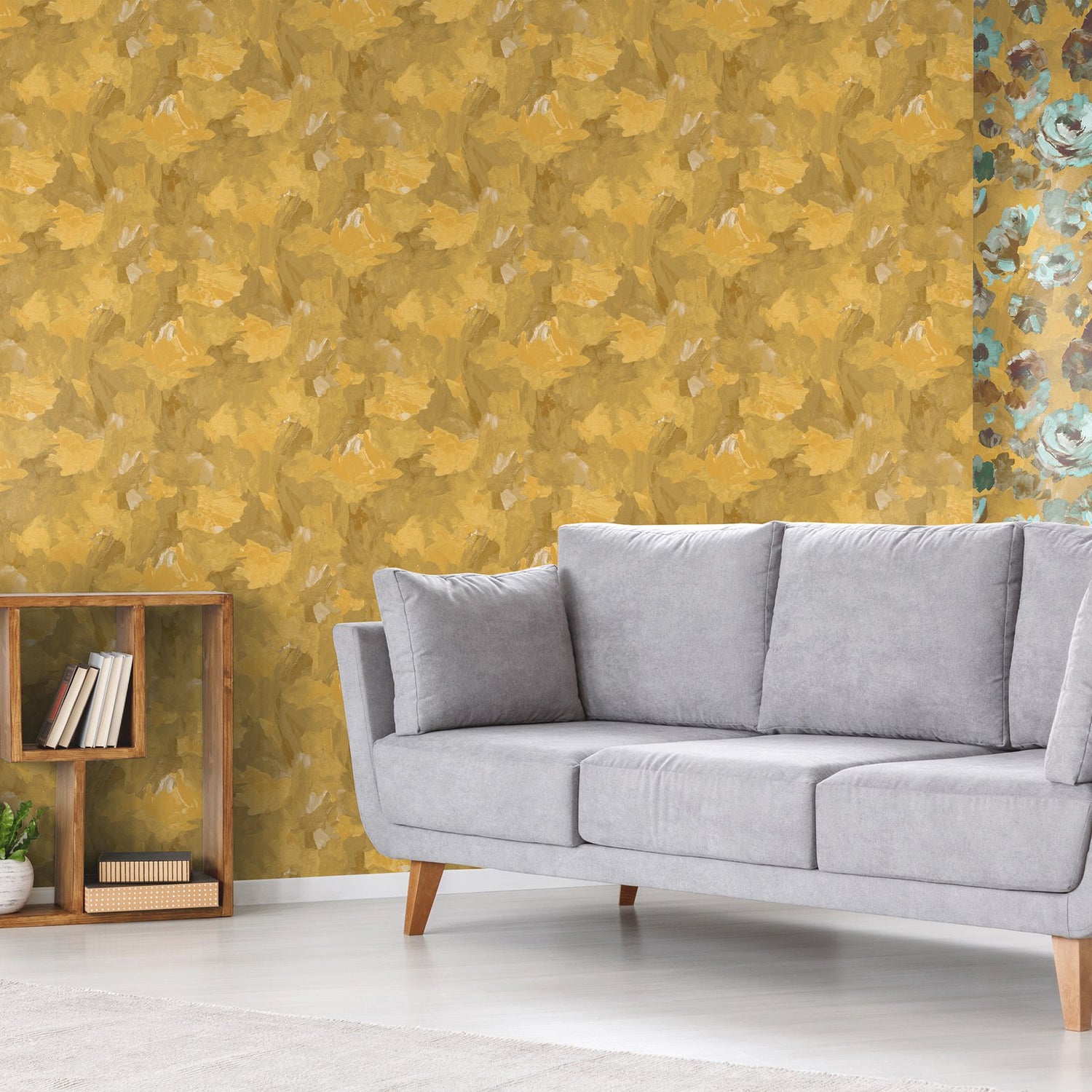 Paeonia Plain wallpaper in gold color - pattern number GH26913-23 - by Galerie in the Julie Feels Home collection