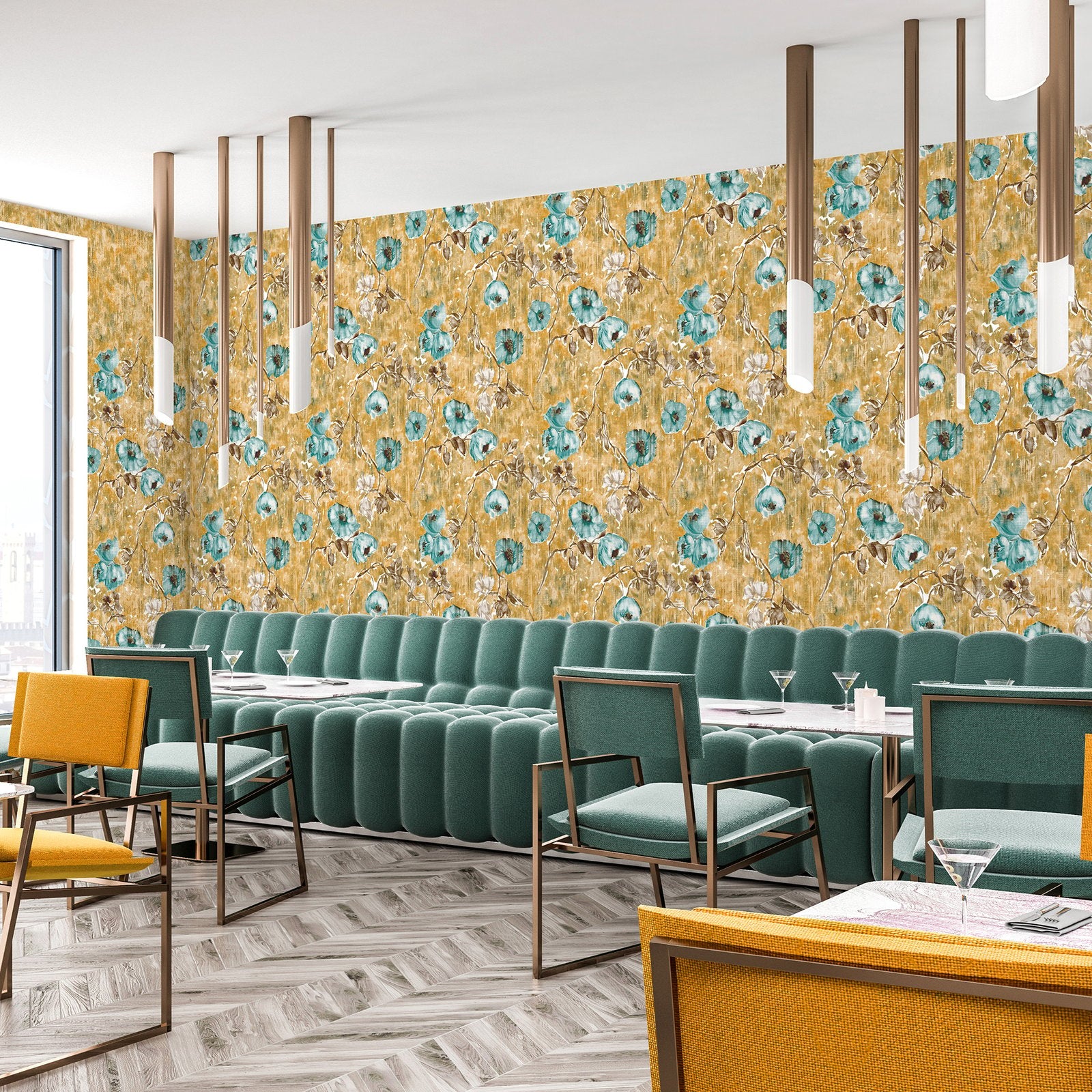 Petunia wallpaper in gold color - pattern number GH26914-23 - by Galerie in the Julie Feels Home collection