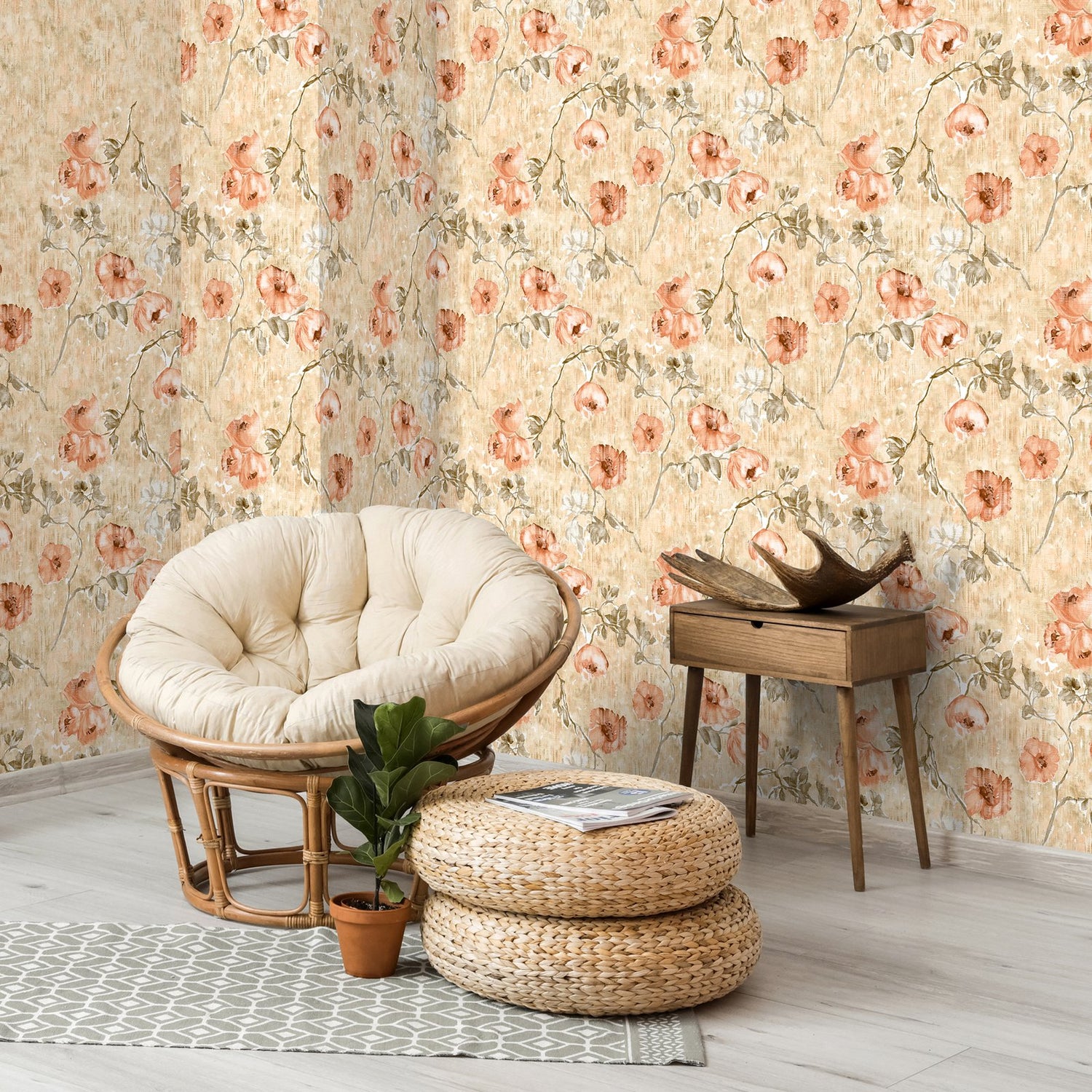 Petunia wallpaper in orange color - pattern number GH26915-23 - by Galerie in the Julie Feels Home collection