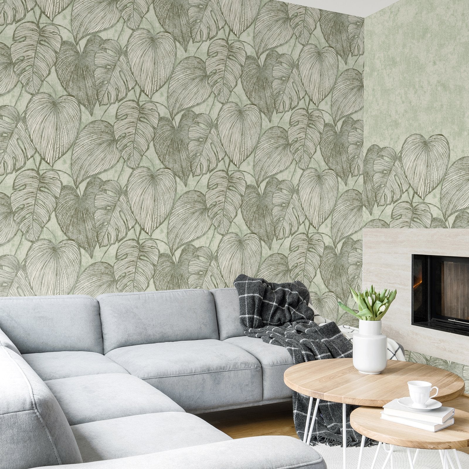 Monstera wallpaper in green color - pattern number GH26935-23 - by Galerie in the Julie Feels Home collection
