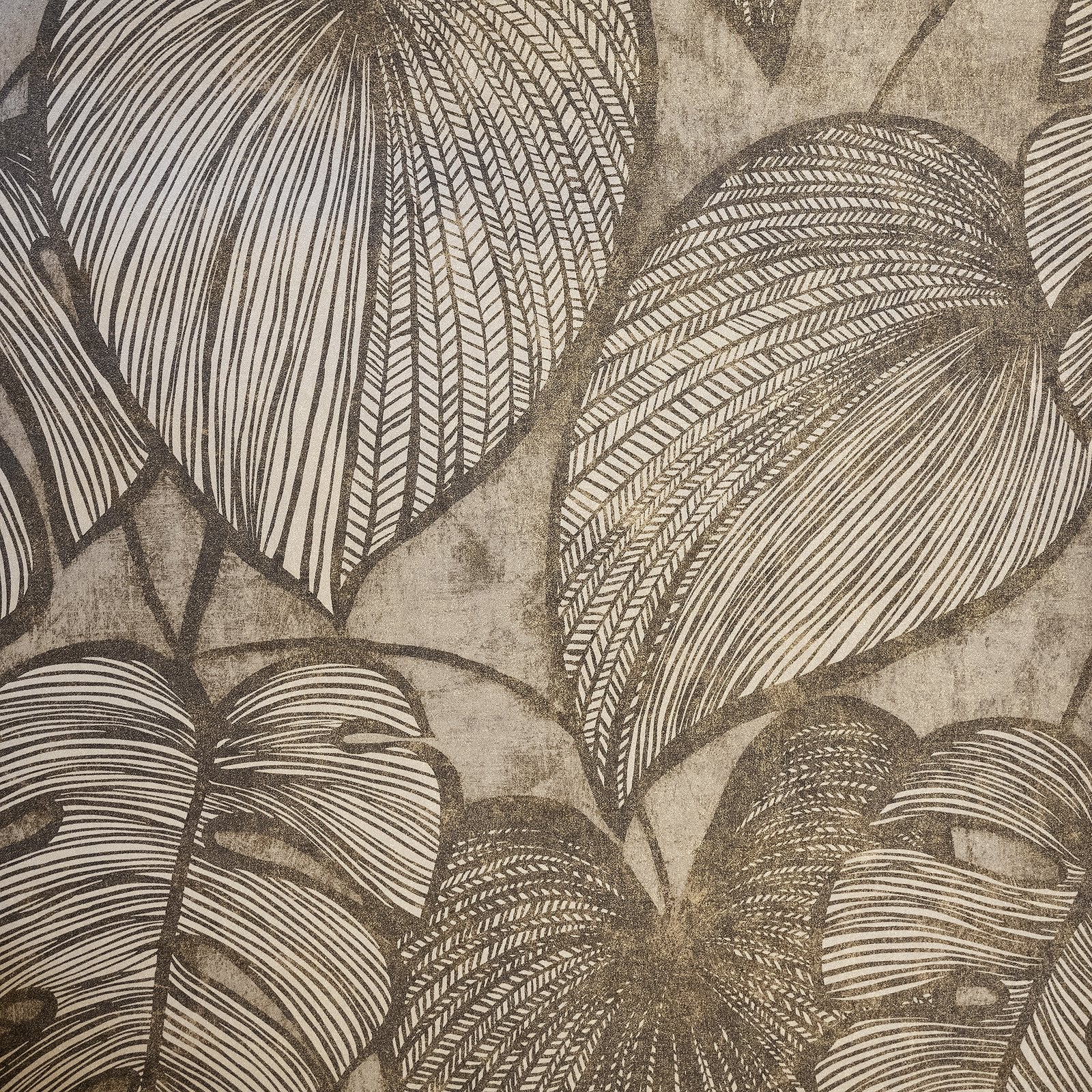 Monstera wallpaper in bronze brown color - pattern number GH26937-23 - by Galerie in the Julie Feels Home collection