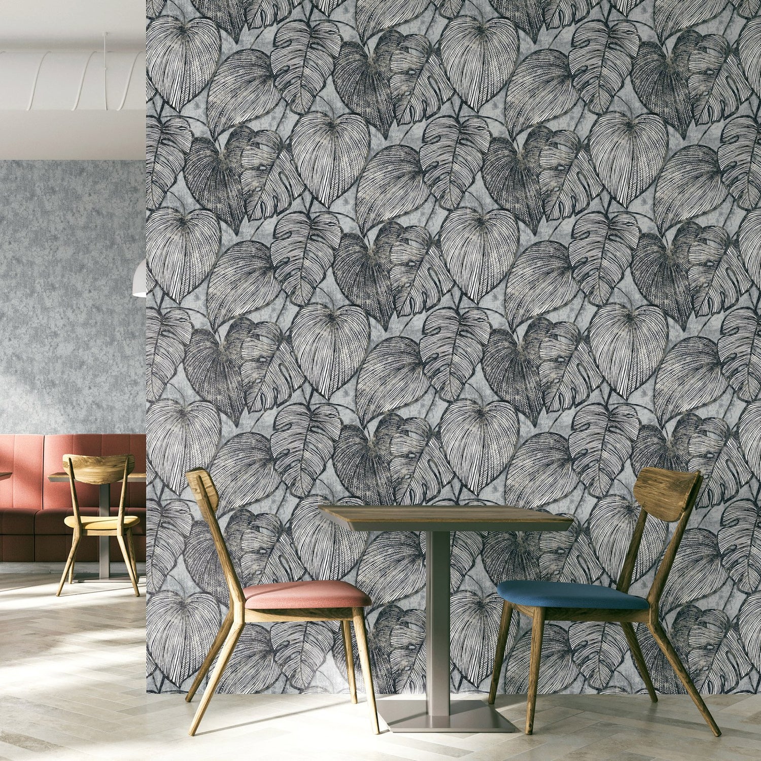 Monstera wallpaper in silver grey color - pattern number GH26939-23 - by Galerie in the Julie Feels Home collection