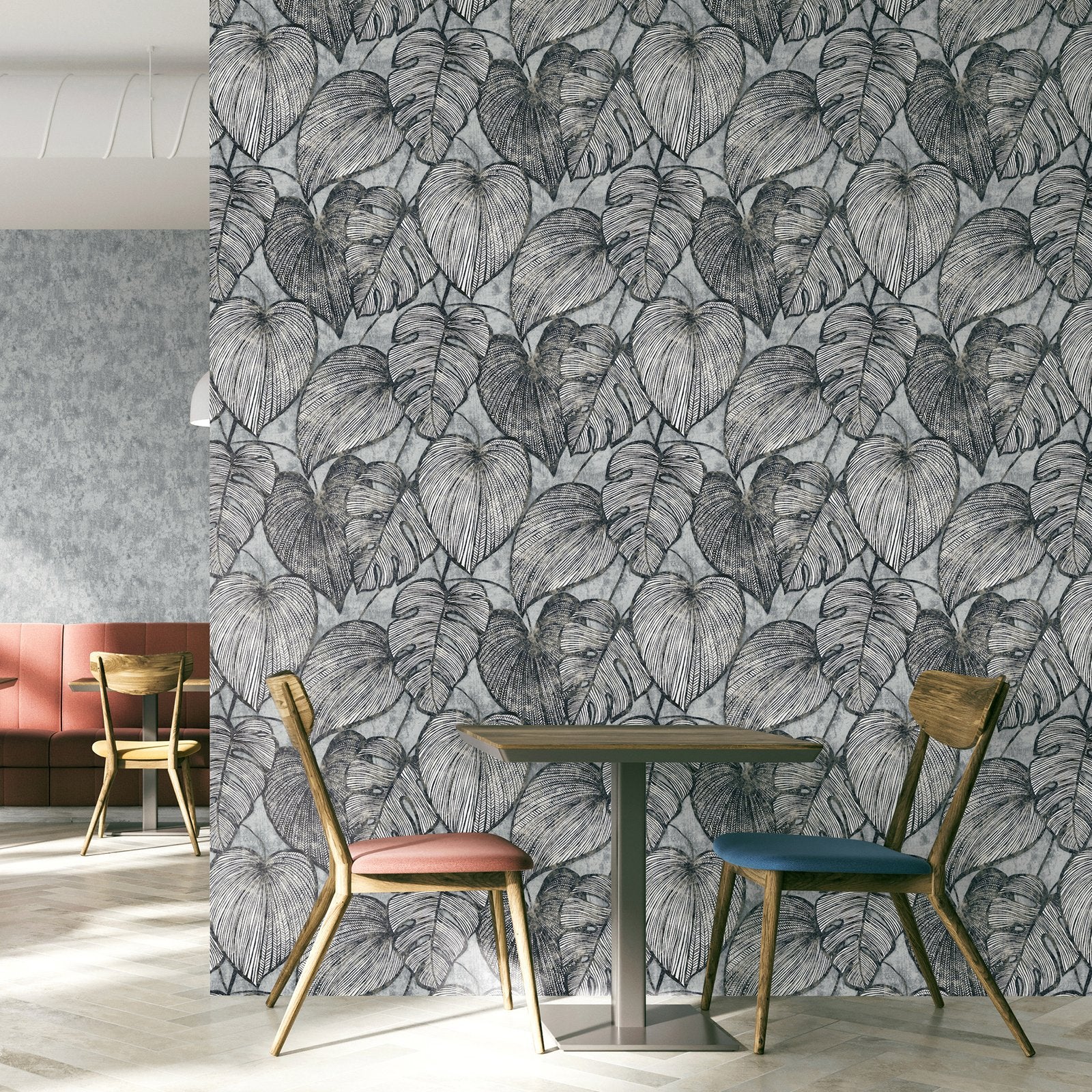Monstera wallpaper in silver grey color - pattern number GH26939-23 - by Galerie in the Julie Feels Home collection