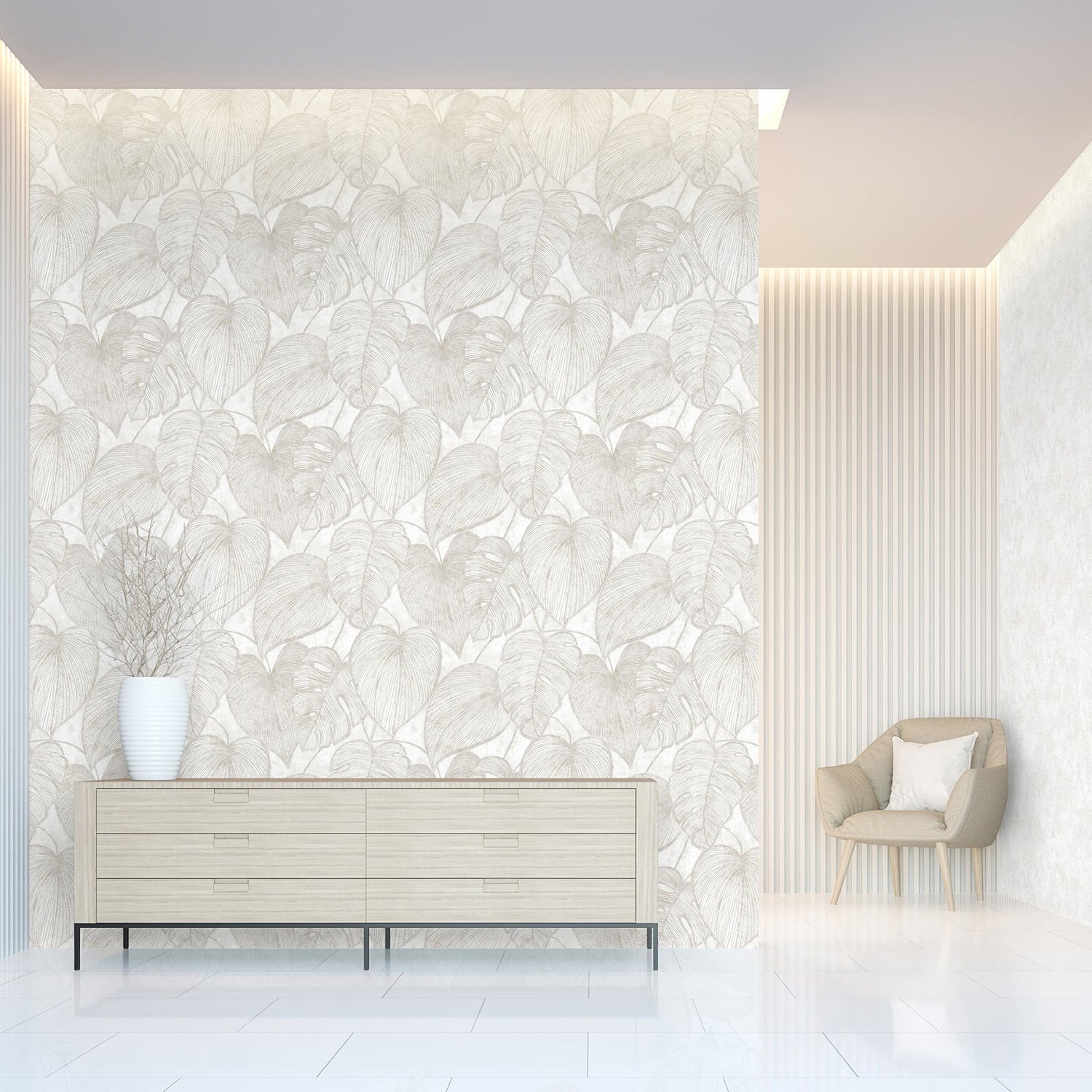 Monstera wallpaper in beige color - pattern number GH26941-23 - by Galerie in the Julie Feels Home collection