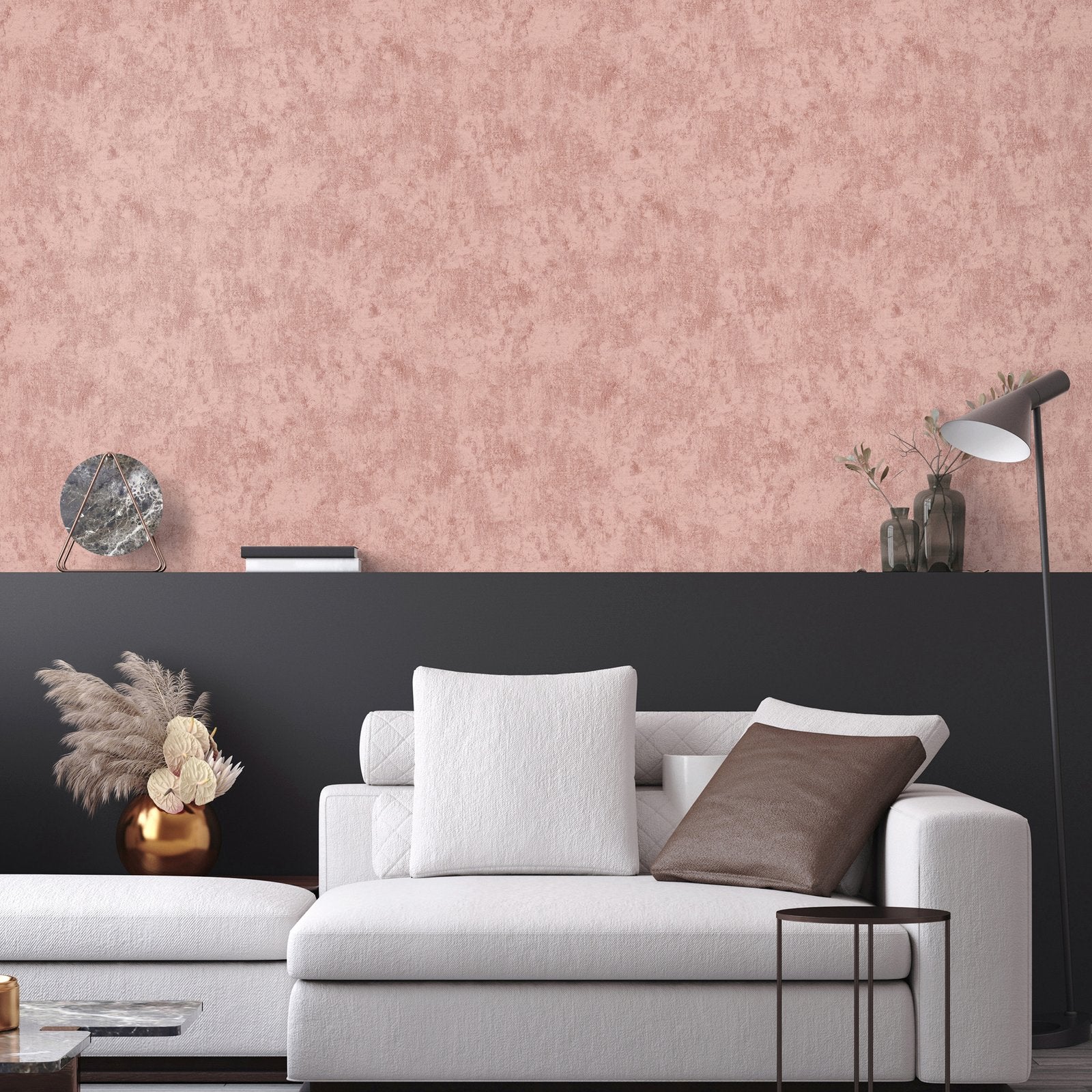 Monstera Plain wallpaper in pink color - pattern number GH26948-23 - by Galerie in the Julie Feels Home collection